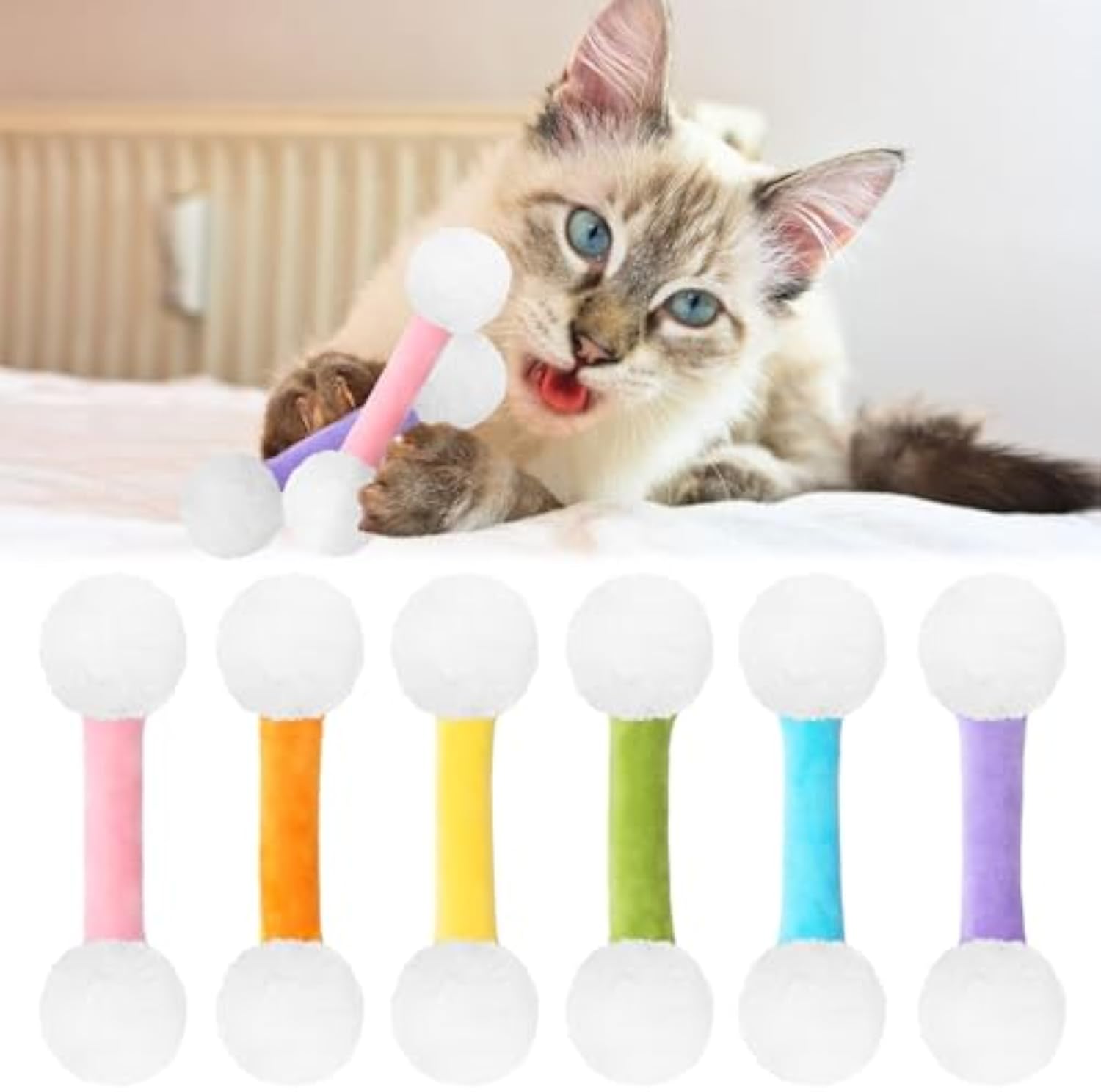KFX-0652093 Soft Plush Cat Kicker Toys with Catnip for Interactive Play - Set of 5 for Cats