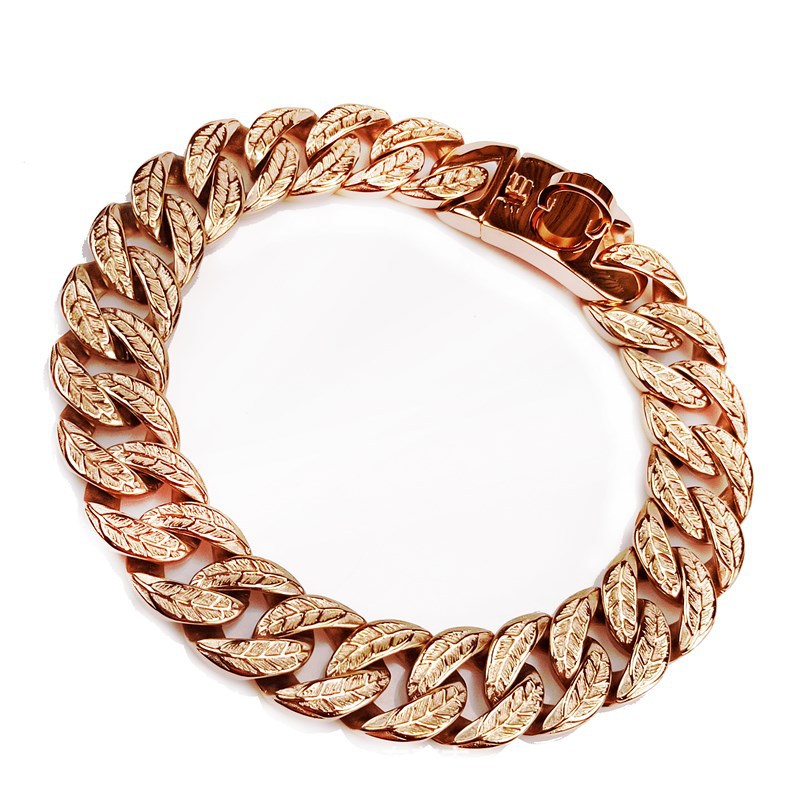 KFX-0652605 Stainless Steel Tree Leaf Shape Dog Collar - Scalable Design in Gold, Steel, and Rose Gold