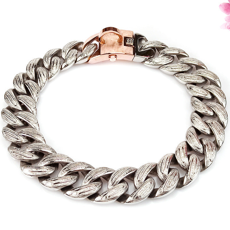 KFX-0652605 Stainless Steel Tree Leaf Shape Dog Collar - Scalable Design in Gold, Steel, and Rose Gold