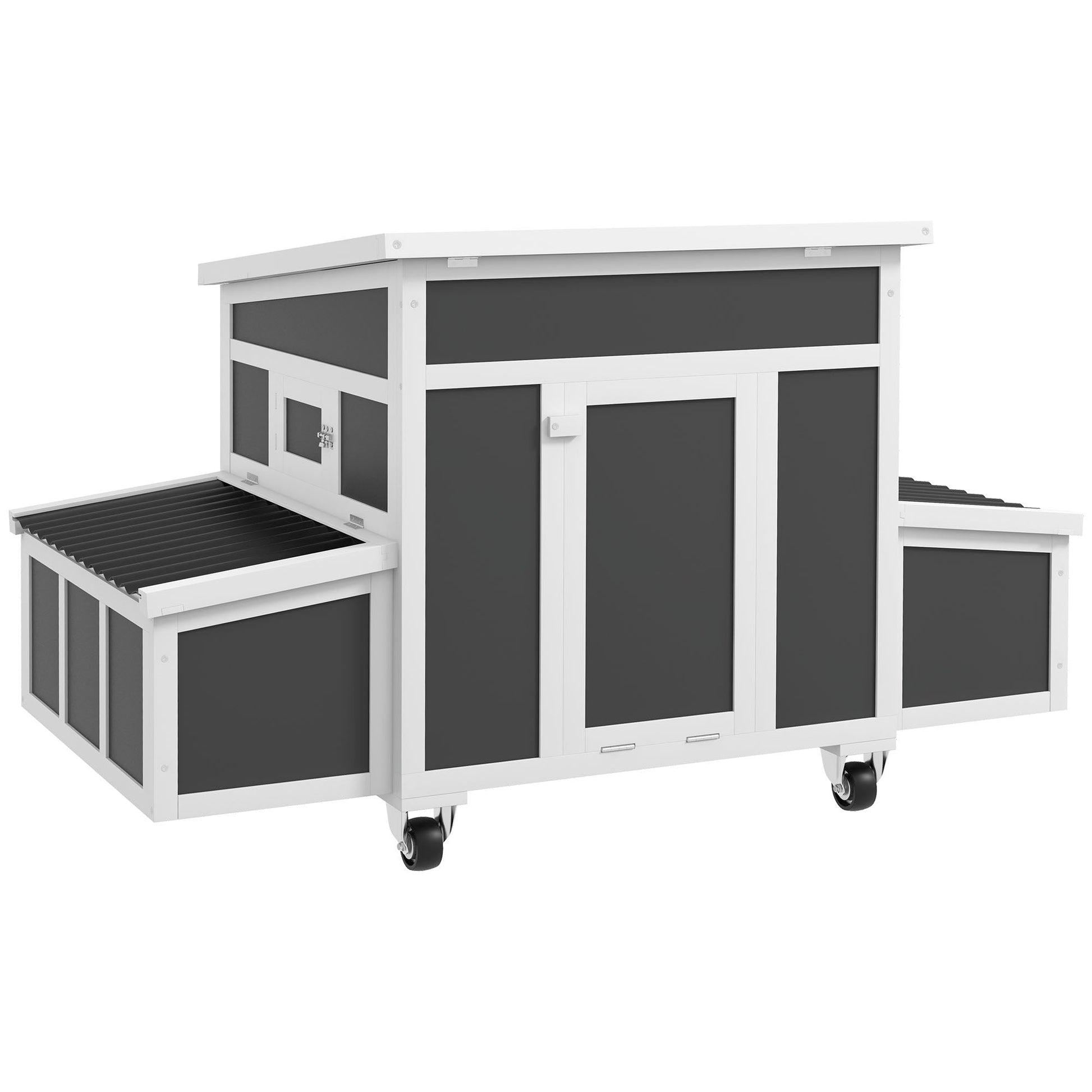 KFX-0654269 Spacious Dark Gray Wooden Chicken Coop with Nesting Box for Up to 6 Chickens