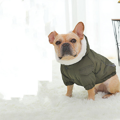 KFX-0655037 Cozy Cotton Winter Dog Clothes with Plus Velvet Thickening – Red and Green Options Available