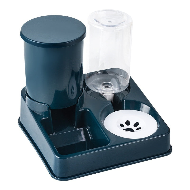 KFX-0656573 Automatic Double Cat Food and Water Bowl - Compact Plastic Pet Feeder