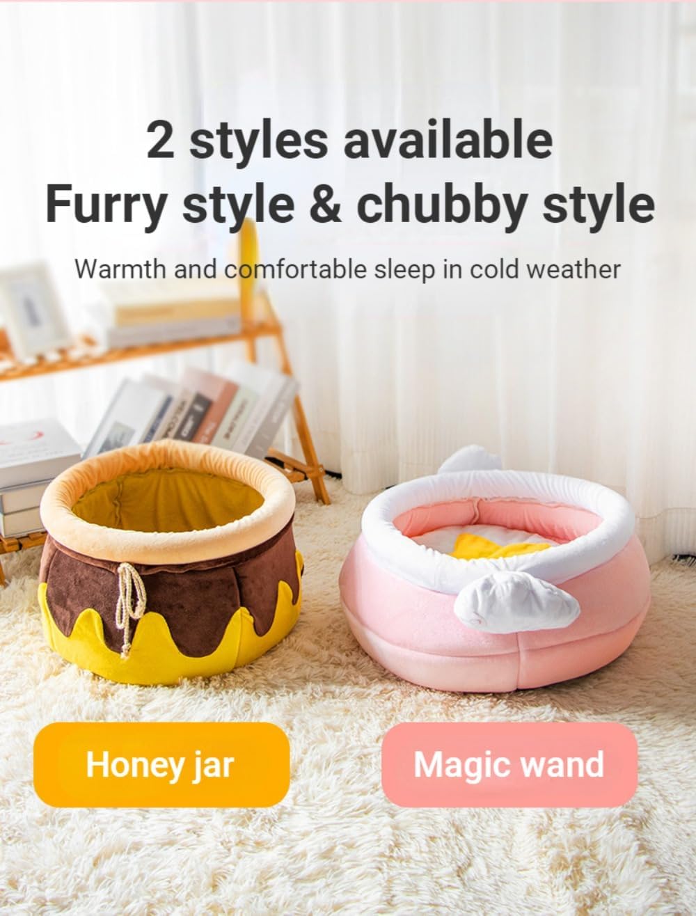 KFX-0657853 Cozy Honey Pot Cat Sofa Bed - Soft Warm Nest for Small Cats and Dogs