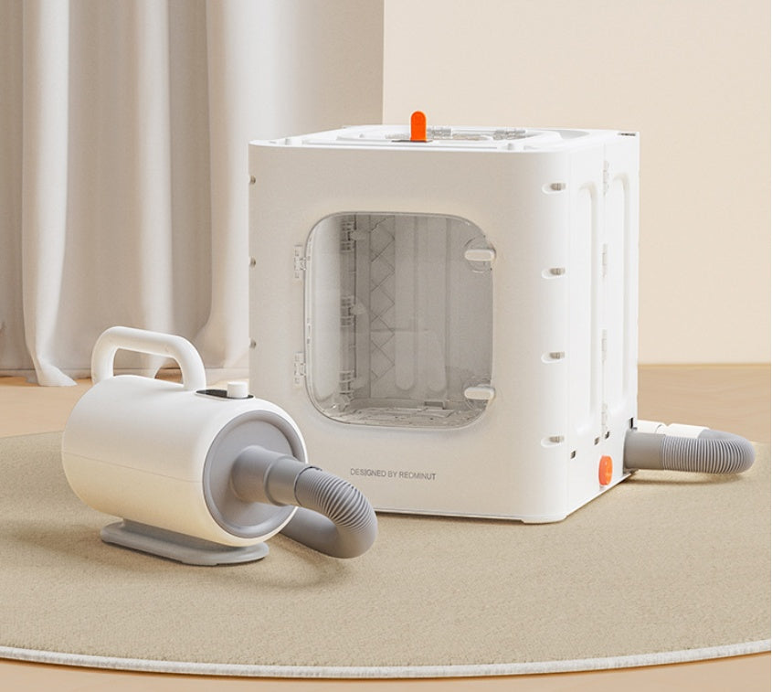 KFX-0658237 Pet Drying Box for Cats and Small Dogs - 62L Capacity, Includes Adapters for Water Blowers