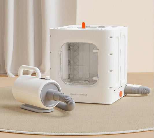 KFX-0658237 Pet Drying Box for Cats and Small Dogs - 62L Capacity, Includes Adapters for Water Blowers