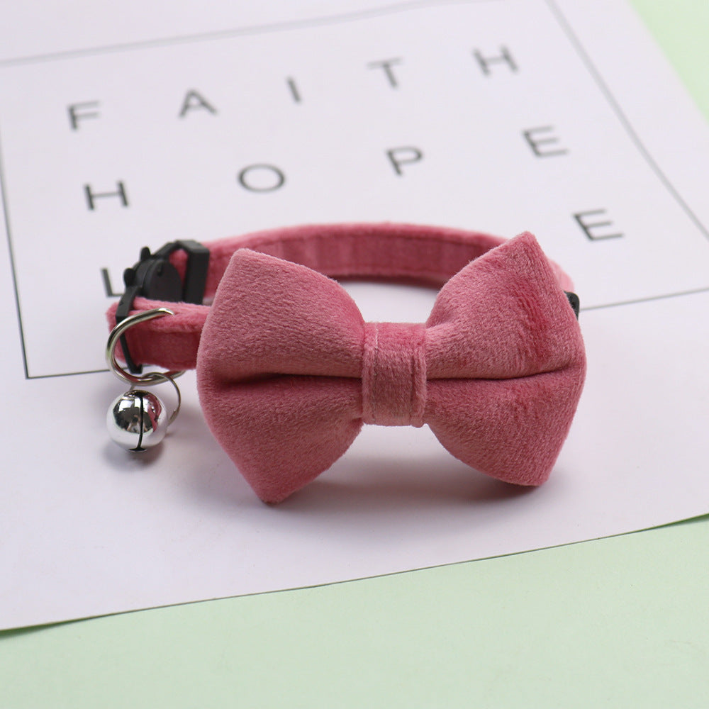 KFX-0658365 Adjustable Velvet Bow Collar for Small Dogs and Cats in Multiple Colors