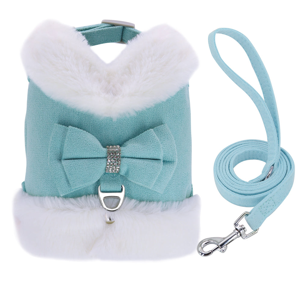KFX-0658749 Adjustable Dog Walking Harness with Traction Rope - Cherry Blossom Powder, Mint Green, Dark Night Black