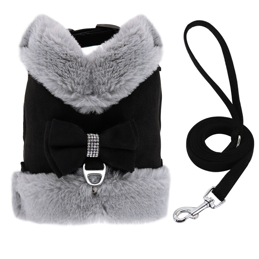 KFX-0658749 Adjustable Dog Walking Harness with Traction Rope - Cherry Blossom Powder, Mint Green, Dark Night Black