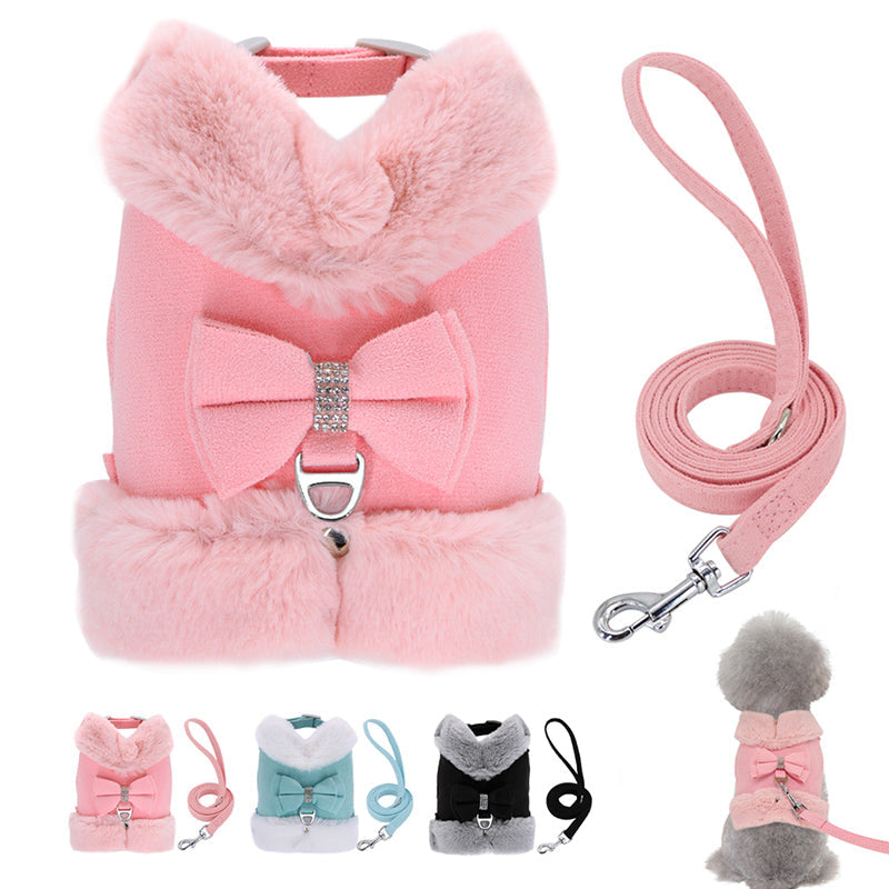 KFX-0658749 Adjustable Dog Walking Harness with Traction Rope - Cherry Blossom Powder, Mint Green, Dark Night Black