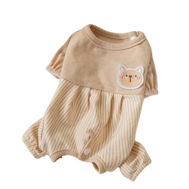 KFX-0660925 Cozy Cotton Cat Belly Wrap Suit in Beige Bear and Blue Rabbit Designs