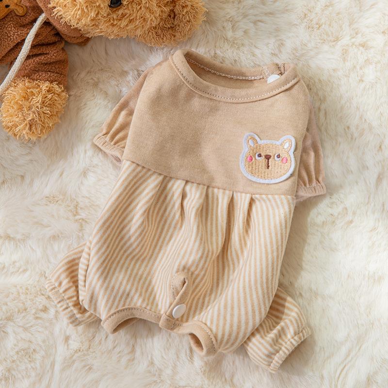 KFX-0660925 Cozy Cotton Cat Belly Wrap Suit in Beige Bear and Blue Rabbit Designs