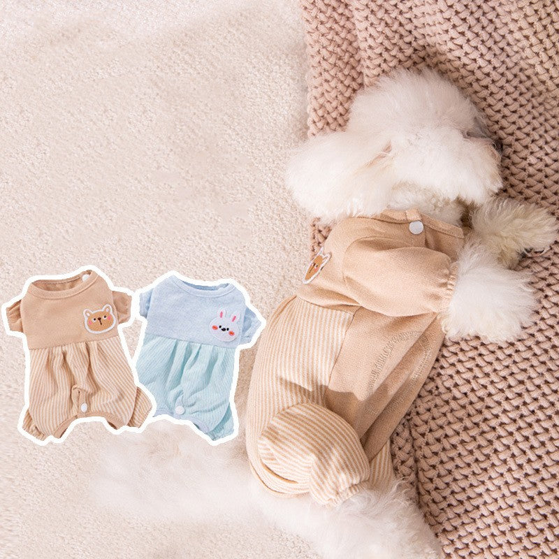 KFX-0660925 Cozy Cotton Cat Belly Wrap Suit in Beige Bear and Blue Rabbit Designs