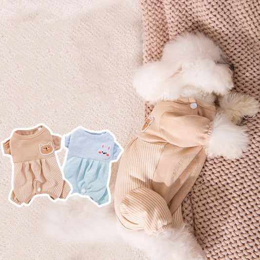 KFX-0660925 Cozy Cotton Cat Belly Wrap Suit in Beige Bear and Blue Rabbit Designs