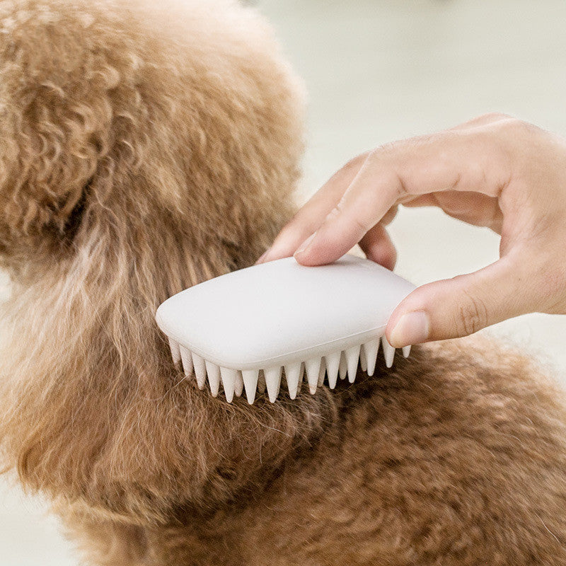 KFX-0661949 Silicone Pet Hair Comb for Cats and Dogs - Non-Slip Massage Brush in Beige