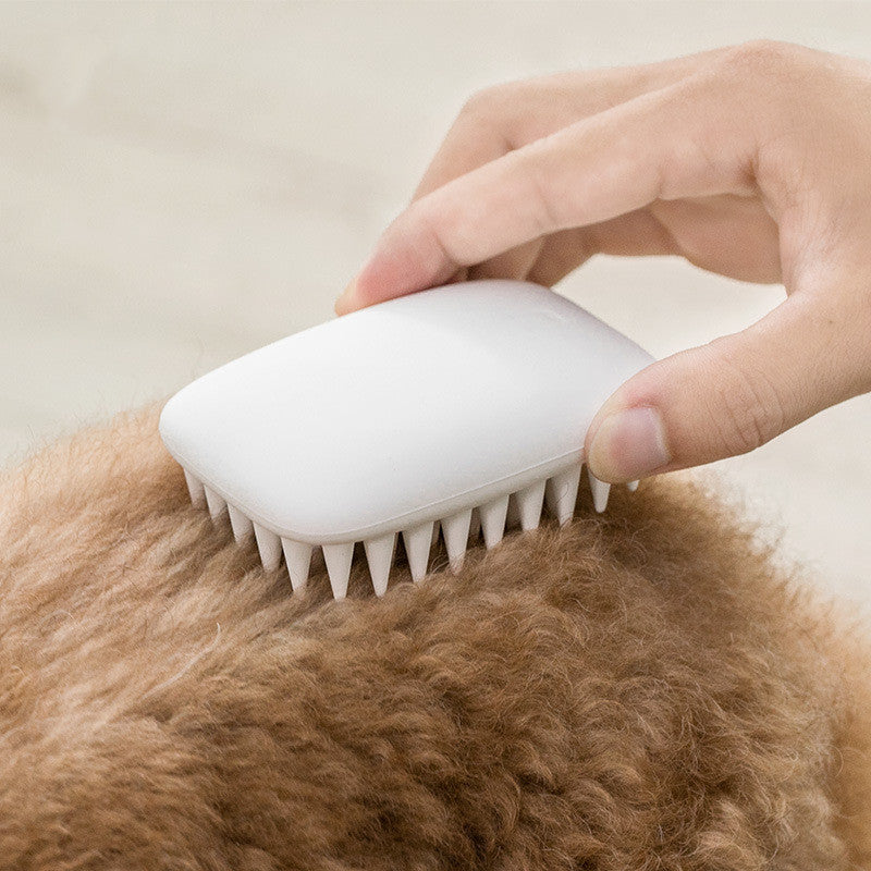 KFX-0661949 Silicone Pet Hair Comb for Cats and Dogs - Non-Slip Massage Brush in Beige