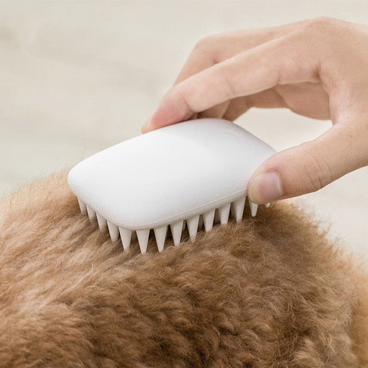 KFX-0661949 Silicone Pet Hair Comb for Cats and Dogs - Non-Slip Massage Brush in Beige