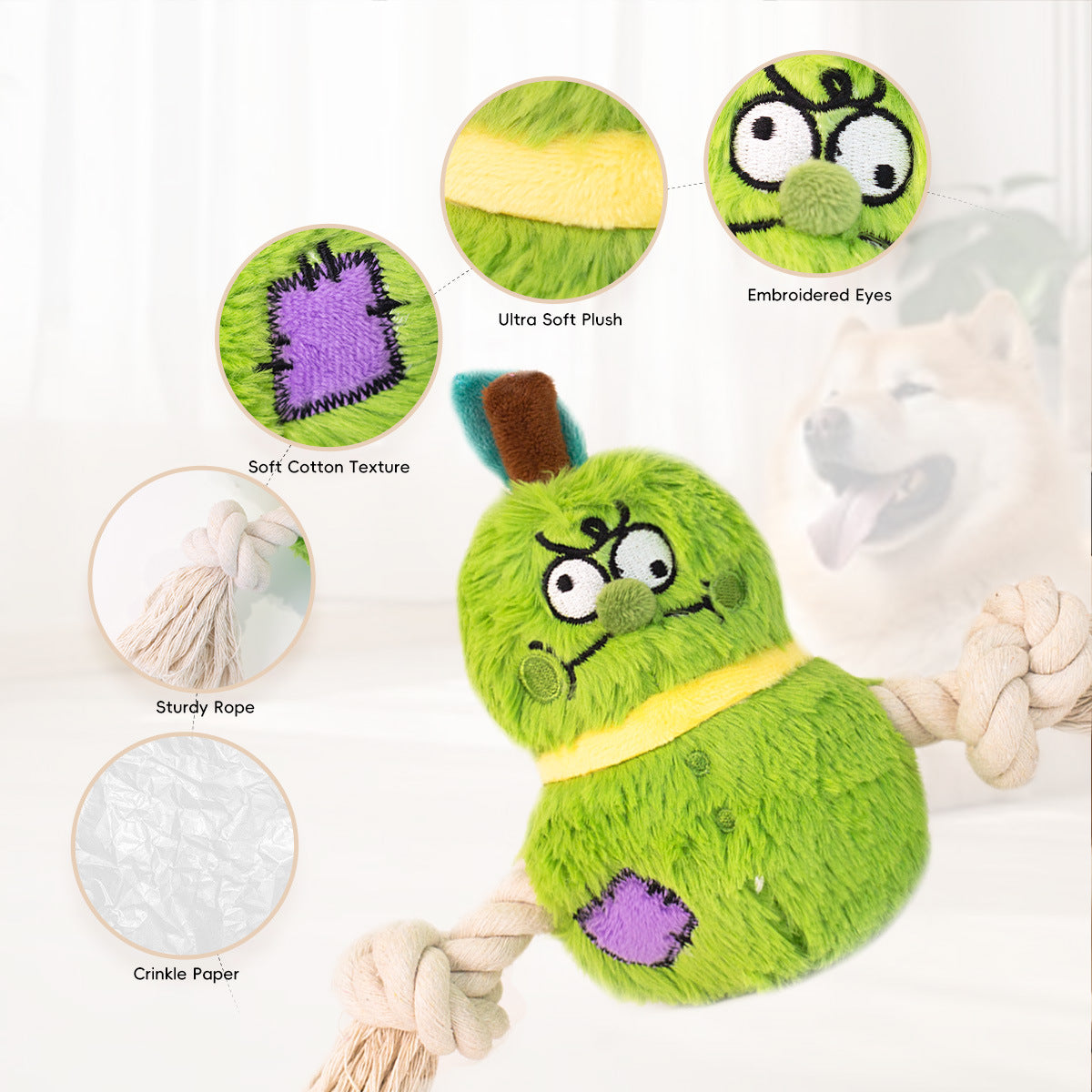 KFX-0663613 Interactive Plush Rope Knot Dog Toy for Tug of War and Dental Care