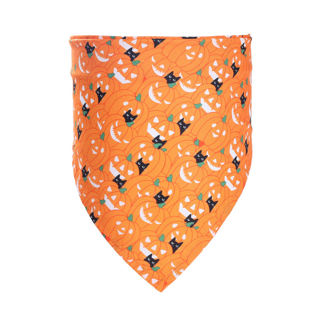 KFX-0663741 Halloween Triangle Scarf for Dogs - Fun Pumpkin, Witch, and Bone Designs, 45x45x65cm, Polyester
