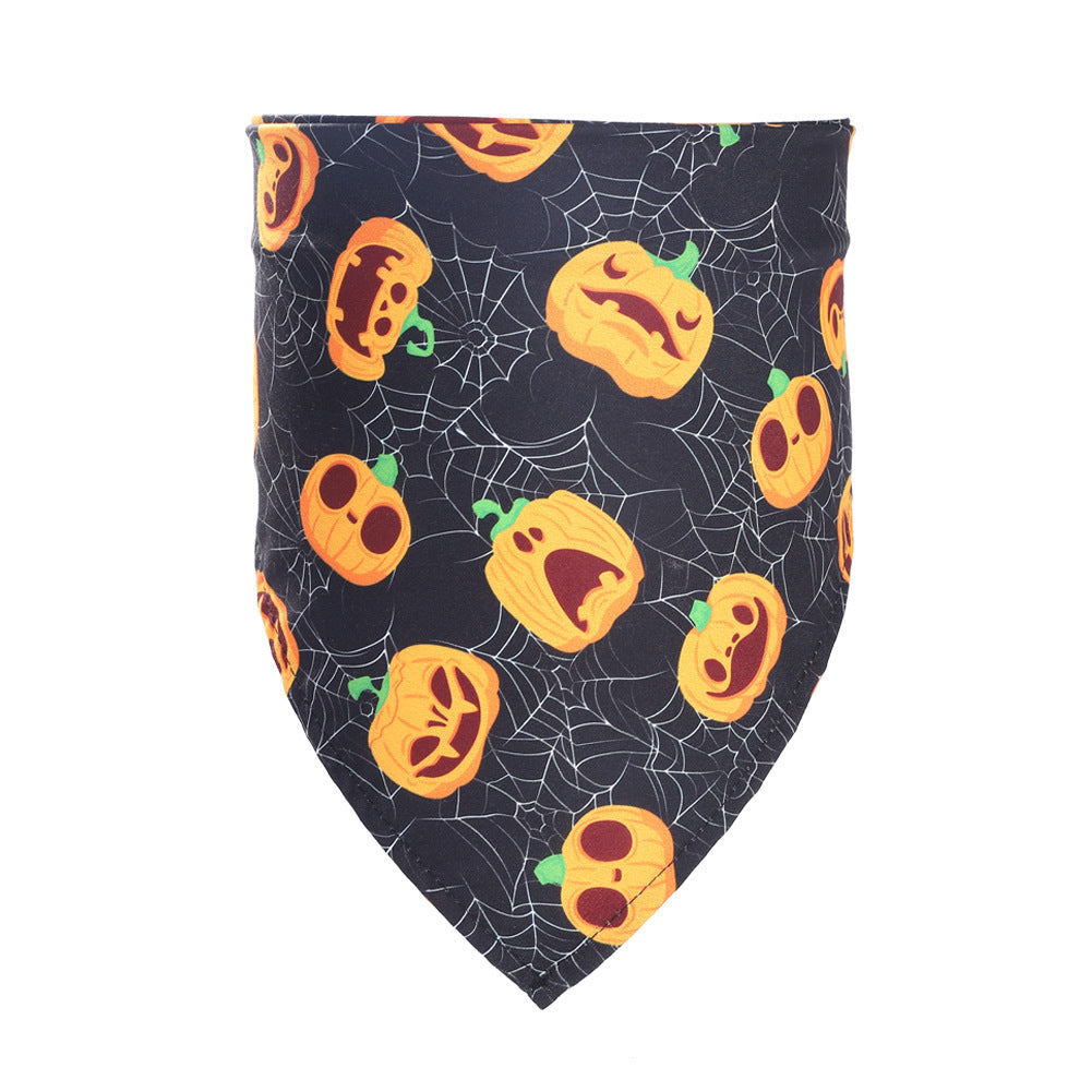 KFX-0663741 Halloween Triangle Scarf for Dogs - Fun Pumpkin, Witch, and Bone Designs, 45x45x65cm, Polyester