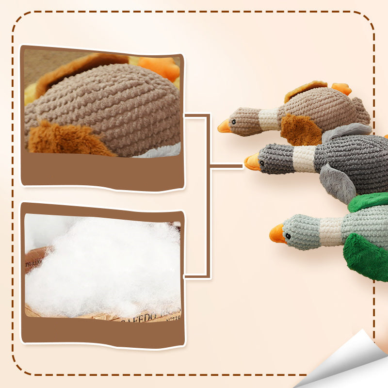 KFX-0665789 Sound Plush Toy for Dogs - Stress Relief and Bite Resistant, Available in Green, Brown, and Gray Geese