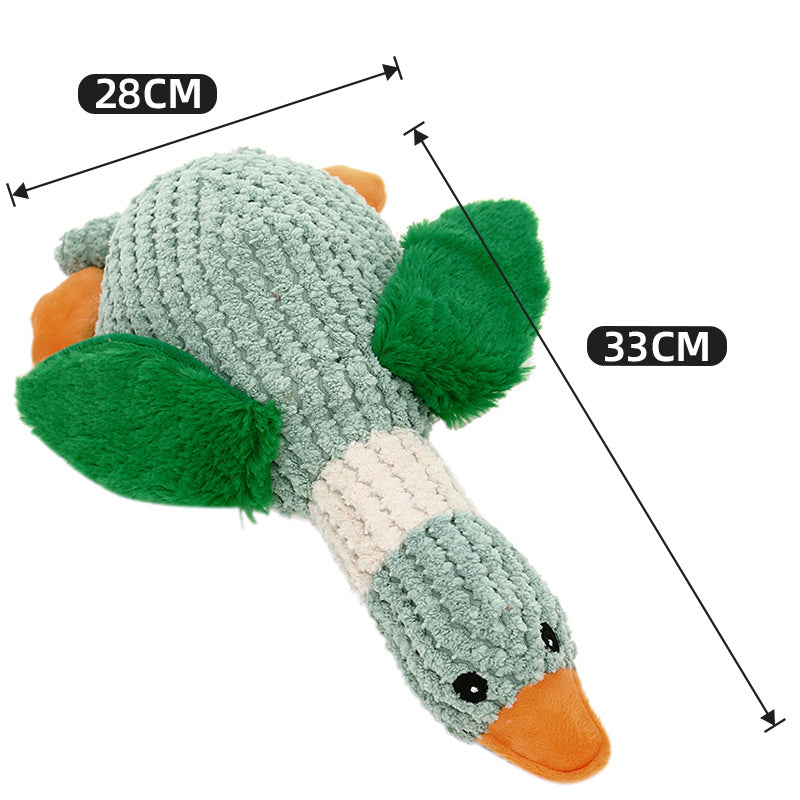 KFX-0665789 Sound Plush Toy for Dogs - Stress Relief and Bite Resistant, Available in Green, Brown, and Gray Geese