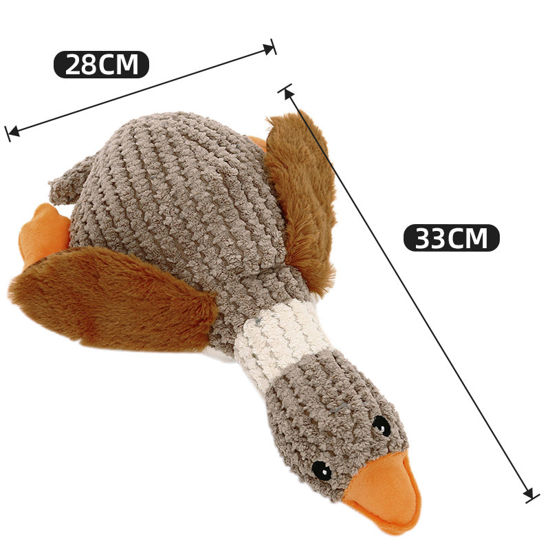 KFX-0665789 Sound Plush Toy for Dogs - Stress Relief and Bite Resistant, Available in Green, Brown, and Gray Geese