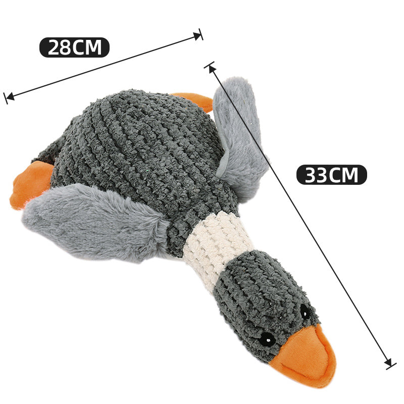 KFX-0665789 Sound Plush Toy for Dogs - Stress Relief and Bite Resistant, Available in Green, Brown, and Gray Geese
