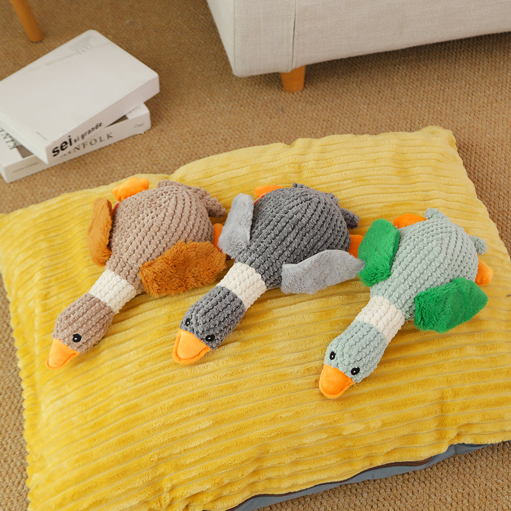 KFX-0665789 Sound Plush Toy for Dogs - Stress Relief and Bite Resistant, Available in Green, Brown, and Gray Geese
