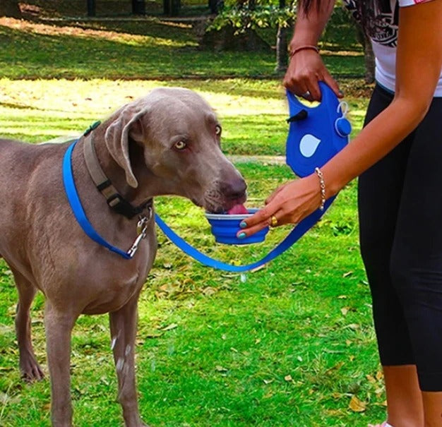 KFX-0665917 Pet Traction Rope with Waste Bag Dispenser, Water Bottle Holder, and Foldable Bowl