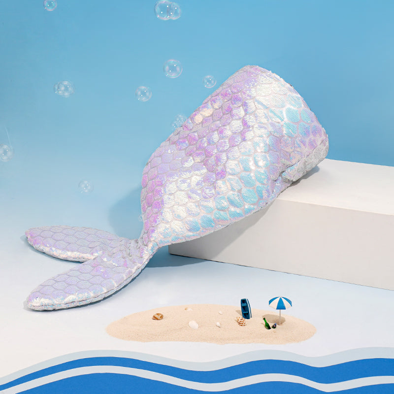 KFX-0666173 Enclosed Four-Season Sequined Mermaid Cat Bed - 100% Polyester, Medium Size 85*50*20cm