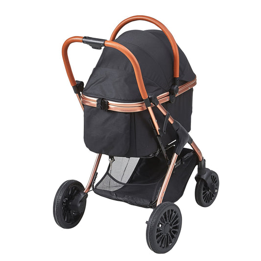 KFX-0668349 Pet Stroller for Small to Medium Dogs, Lightweight with 66 lbs Capacity, Detachable Carrier, Mesh Windows, and Adjustable Handle