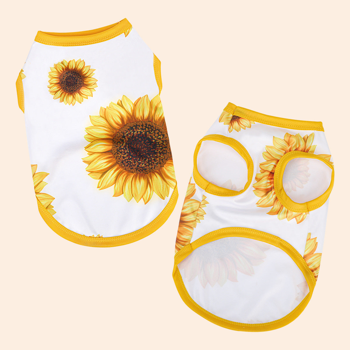 KFX-0676413 Pet Clothing with Sunflower and Pineapple Prints, Breathable Milk Silk Fabric, XS to XL Sizes
