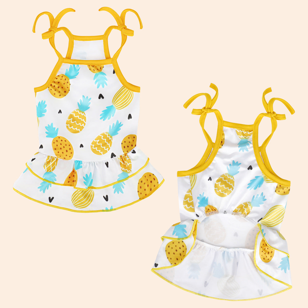 KFX-0676413 Pet Clothing with Sunflower and Pineapple Prints, Breathable Milk Silk Fabric, XS to XL Sizes
