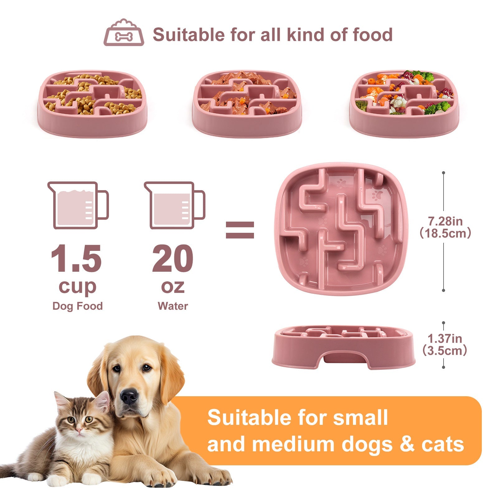 KFX-0679101 Maze Slow Feeding Bowl for Dogs and Cats - Anti-Choking Design to Promote Healthy Eating and Prevent Obesity - Available in Macaron Colors