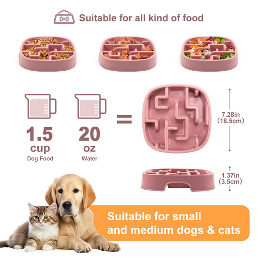 KFX-0679101 Maze Slow Feeding Bowl for Dogs and Cats - Anti-Choking Design to Promote Healthy Eating and Prevent Obesity - Available in Macaron Colors