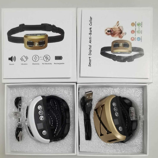 KFX-0679613 Dog Bark Control Vibration and Shock Collar, X-Shaped Yellow & 8-Shaped White