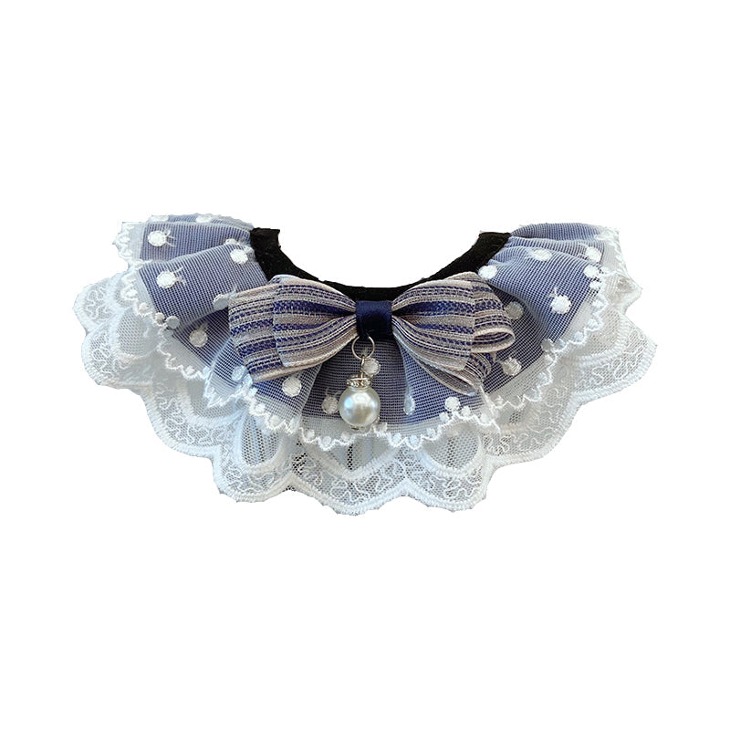 KFX-0679869 Stylish Triangular Pet Scarf with Bow for Cats and Dogs in Blue
