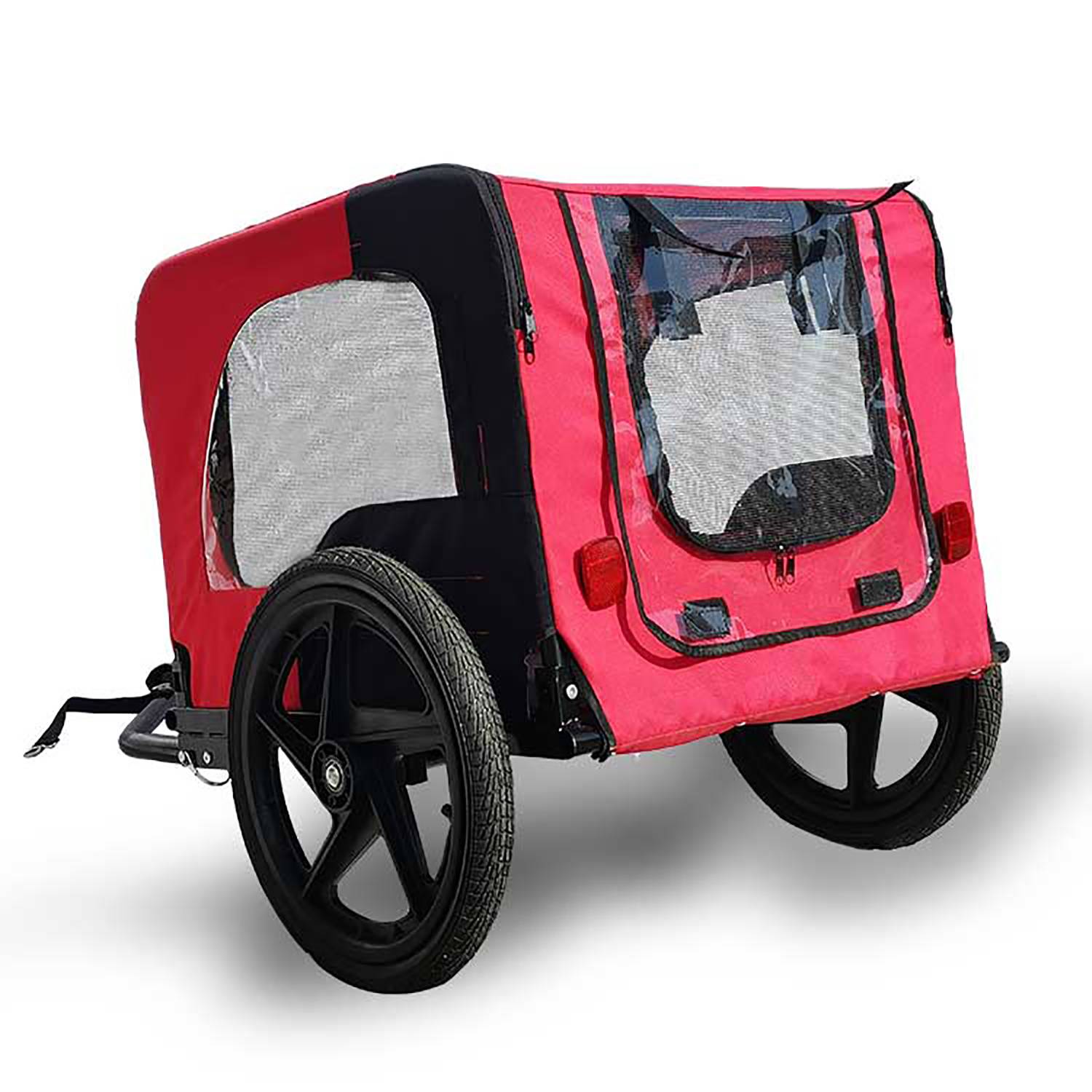 KFX-0681277 Foldable Pet Bicycle Trailer with Reflectors for Small and Large Dogs - Adjustable, Weather-Resistant Design