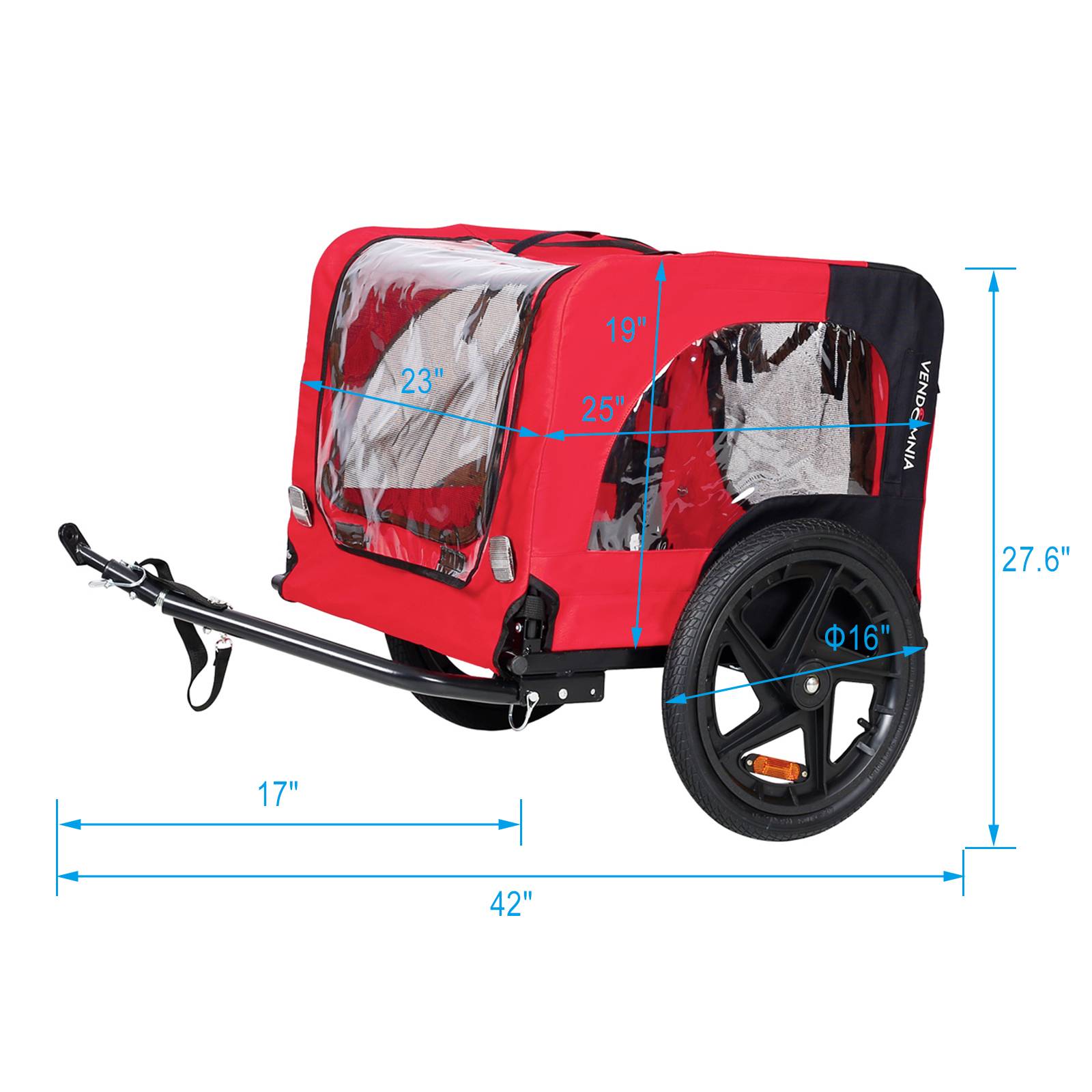 KFX-0681277 Foldable Pet Bicycle Trailer with Reflectors for Small and Large Dogs - Adjustable, Weather-Resistant Design
