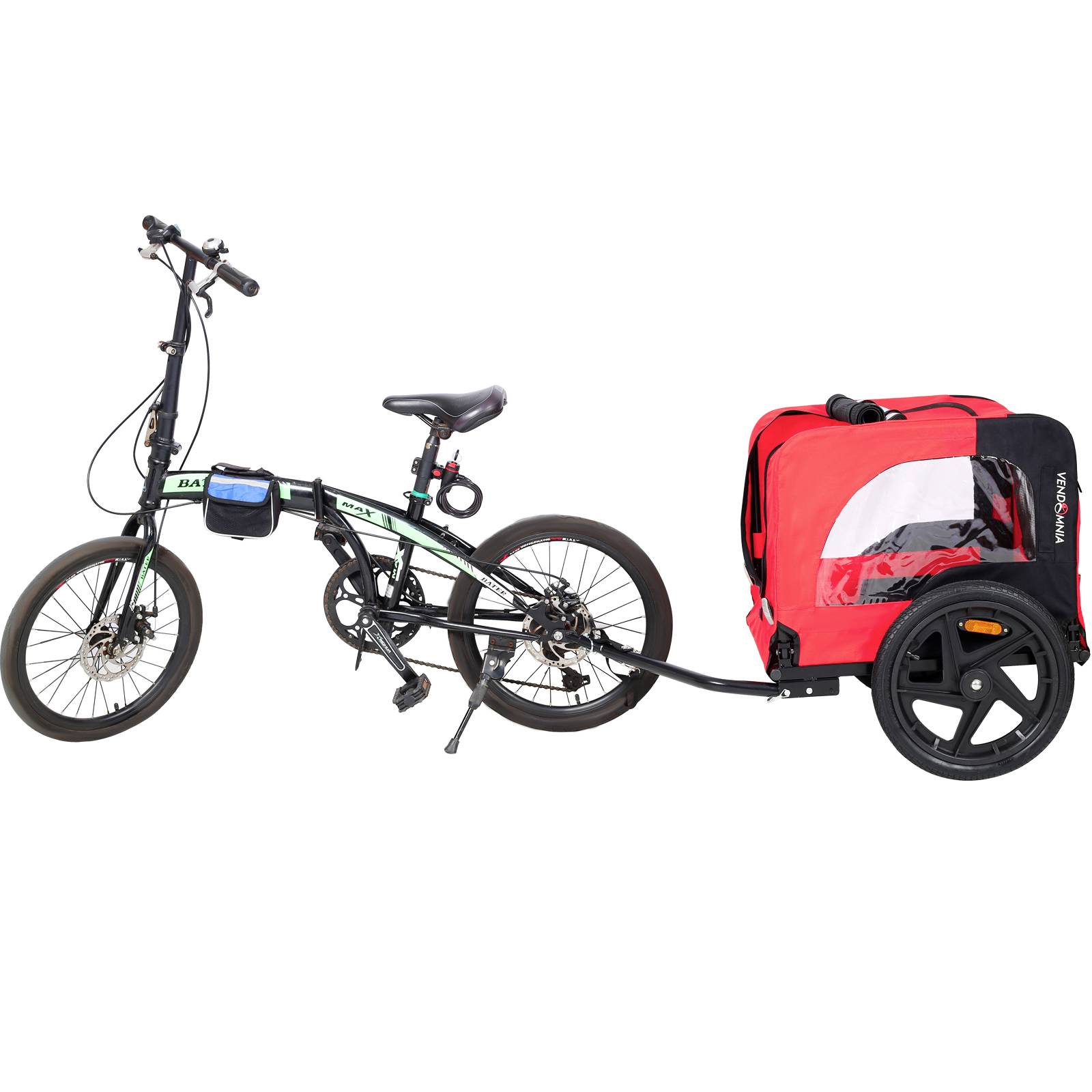 KFX-0681277 Foldable Pet Bicycle Trailer with Reflectors for Small and Large Dogs - Adjustable, Weather-Resistant Design