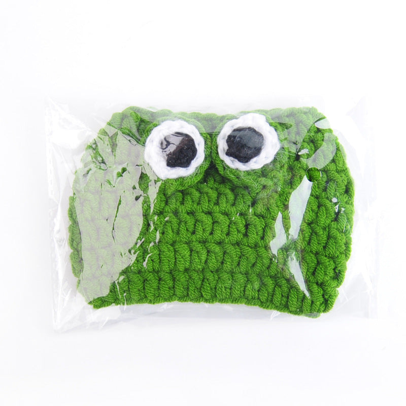KFX-0682429 Frog Woolen Hat for Kittens and Puppies - Cartoon Cross-Dressing Headgear