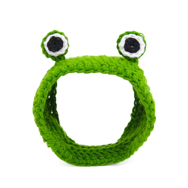 KFX-0682429 Frog Woolen Hat for Kittens and Puppies - Cartoon Cross-Dressing Headgear