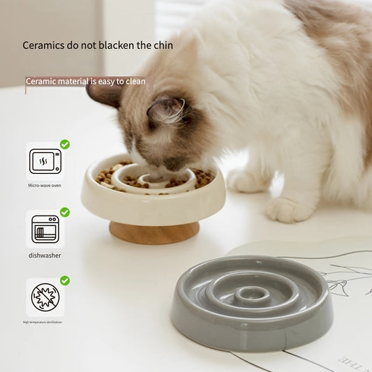 KFX-0684861 Ceramic Slow Feeder Dog and Cat Food Bowl for Anti-Gulping and Puzzle Feeding