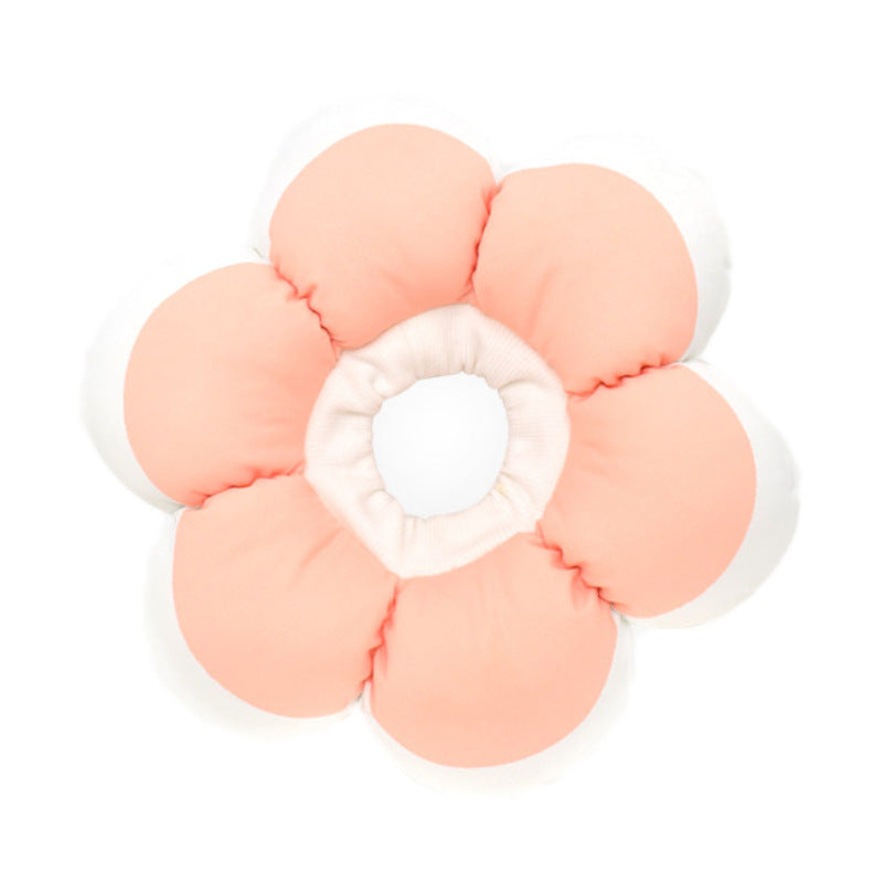 KFX-0685373 Cute Flower Circular Pet Collar in Monochrome Pink and Purple - Adjustable Polyester Design, Multiple Sizes Available