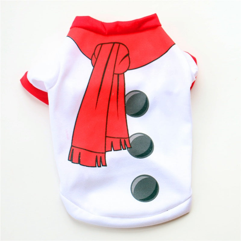 KFX-0685757 Red Christmas Snowman Dog T-Shirt for Pet Clothing