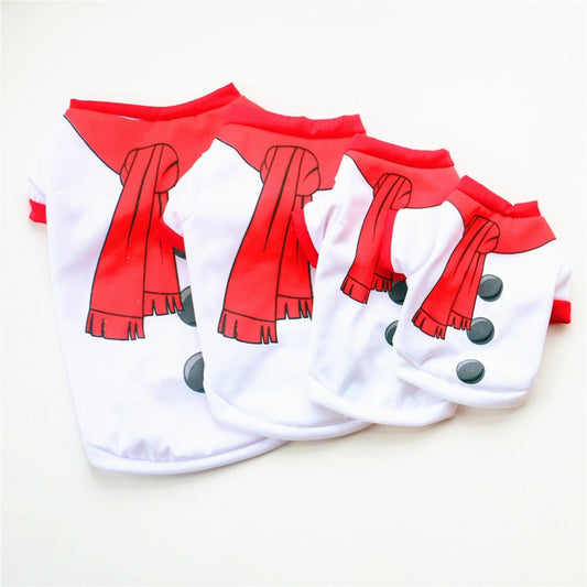 KFX-0685757 Red Christmas Snowman Dog T-Shirt for Pet Clothing