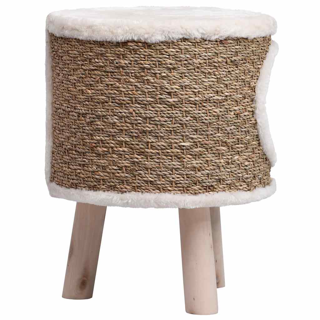 KFX-0686653 Cozy Cat Tree with Wooden Legs and Seagrass Scratching Mat - 41 cm