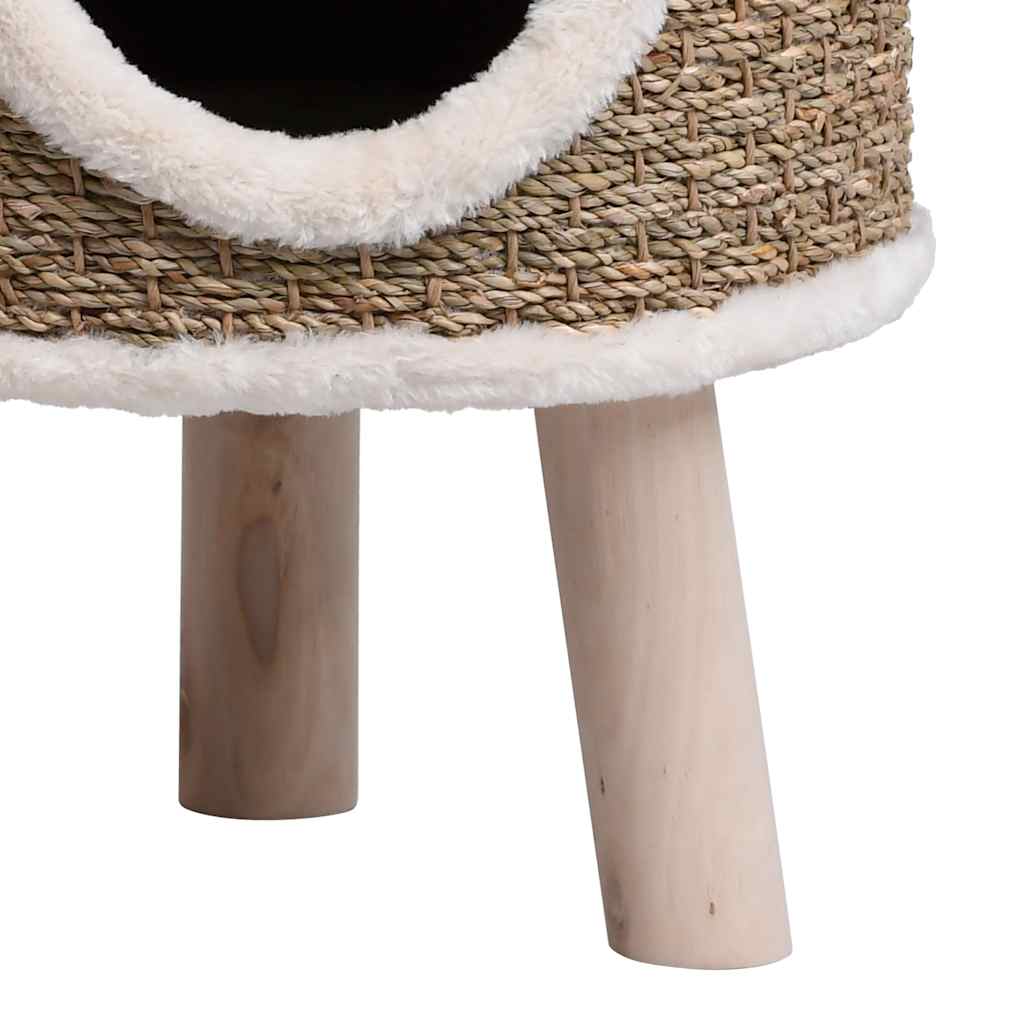 KFX-0686653 Cozy Cat Tree with Wooden Legs and Seagrass Scratching Mat - 41 cm