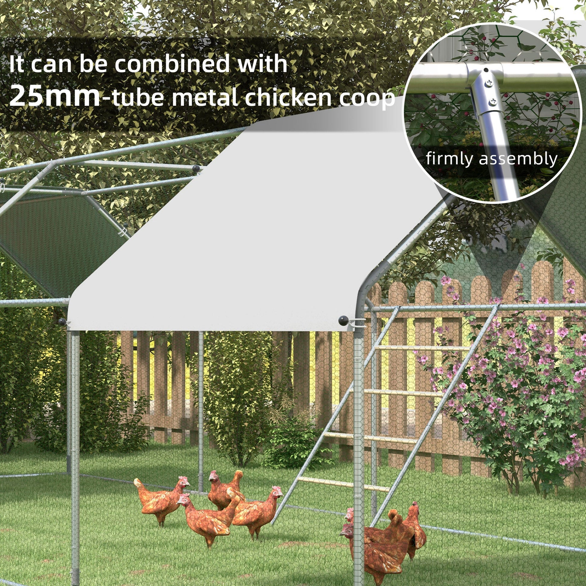 KFX-0687037 Multi-Tiered Chicken Roosting Ladder - Galvanized Steel & Wood, 55" x 33.75"