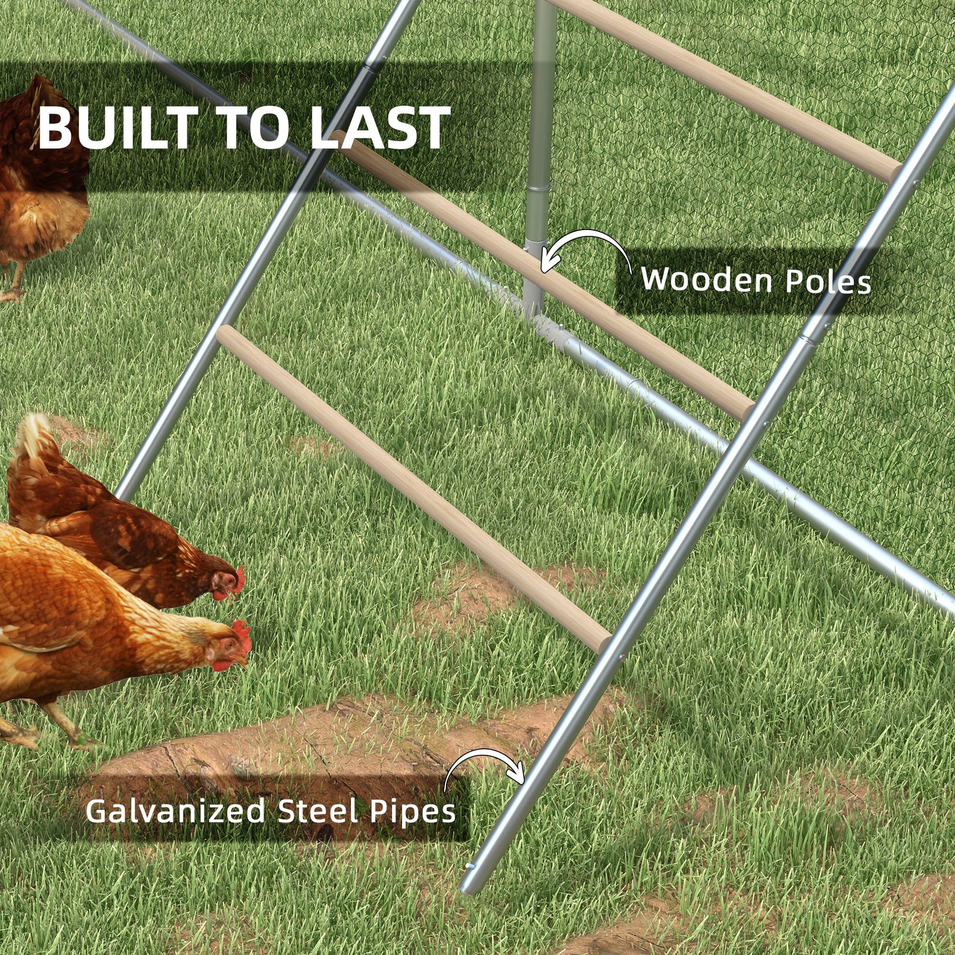 KFX-0687037 Multi-Tiered Chicken Roosting Ladder - Galvanized Steel & Wood, 55" x 33.75"